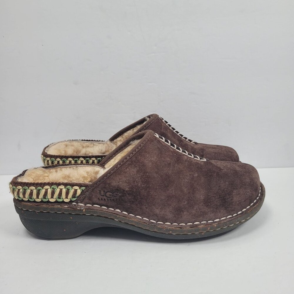 UGG Women's Brown Suede Shearling Lined Clogs S/N5177 US Size 7